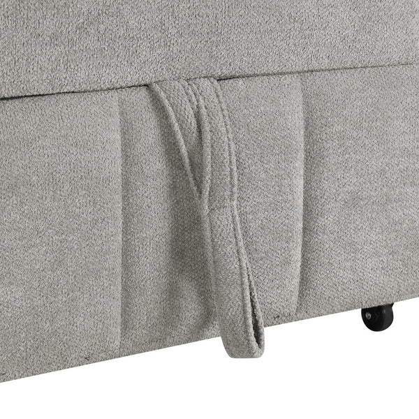 English Elm U_style Modular Sectional Sleeper Sofa with Storage Chaise and Cup Holders for Living Room Grey WY000467AAE