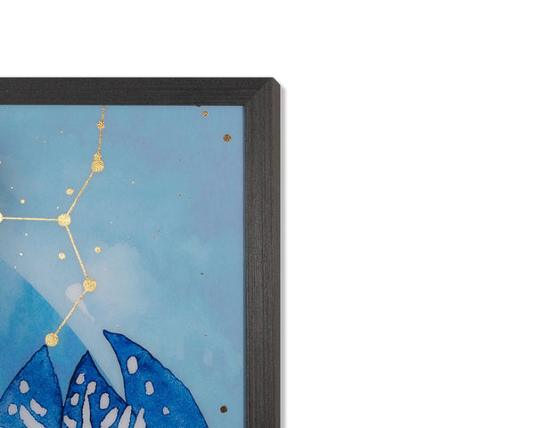 Sunpan BLUE HERON - Luxe Coastal Art with Gold Leaf, Charcoal Frame - 48" x 48" Modern Elegance for Home A0312