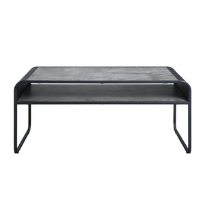 English Elm Raziela Modern Concrete Gray & Black Coffee Table with Metal Frame, 15mm Wood Top, Space-Saving KD Design B2726P265759