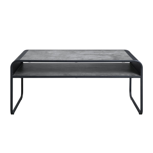 English Elm Raziela Modern Concrete Gray & Black Coffee Table with Metal Frame, 15mm Wood Top, Space-Saving KD Design B2726P265759