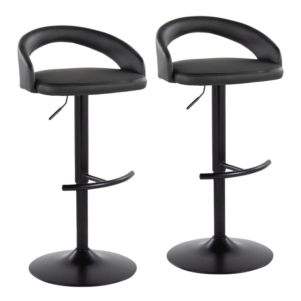 English Elm Adjustable Swivel Barstools Tufted Faux Leather Industrial Set for Kitchen Islands B202S01981