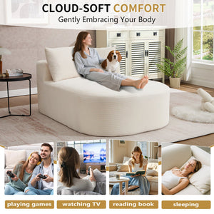 English Elm 67.5''chaise Lounge Oversized Corduroy Sleeper Sofa with Deep Seat and Two Pillows Beige W1803P409167