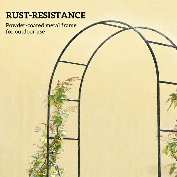 English Elm Outdoor Steel Garden Arch with Weighted Base for Weddings and Climbing Vines T3971P486761