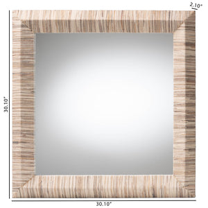 English Elm Bohemian Grasscloth Square Wall Mirror with Woven Frame for Eclectic Interiors B2750P467817