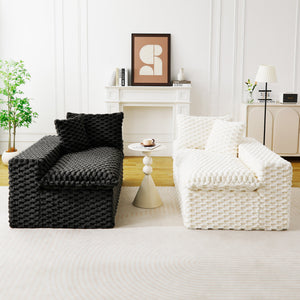 English Elm Luxury Color-Block Turtle Velvet Sofa - Modular Design For Stylish Living Spaces, Comfort For All! W3371S00045