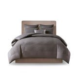 N Natori Hanae Transitional Cotton Blend Yarn Dyed 3 Piece Comforter Set NS10-3250 Grey