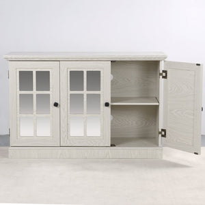 English Elm 45" Mirrored Acrylic Door Sideboard Mdf Buffet Cabinet with Adjustable Shelves White Oak W2899P372749