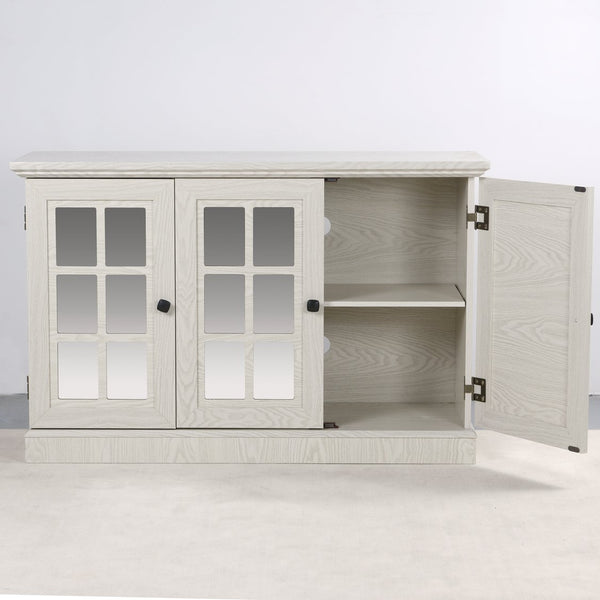 English Elm 45" Mirrored Acrylic Door Sideboard Mdf Buffet Cabinet with Adjustable Shelves White Oak W2899P372749