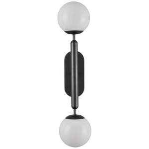 Barbican Double-Light Bronze Wall Sconce for Modern Bathrooms - Elegant Design with Glass Globes