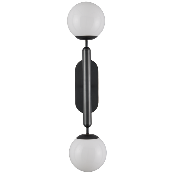 Barbican Double-Light Bronze Wall Sconce for Modern Bathrooms - Elegant Design with Glass Globes