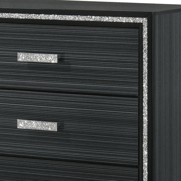 English Elm Haiden Weathered Black Finish Dresser with Six Spacious Drawers, Silver Trim Accent and Durable Craftsmanship Black 66 L x 20 W x 37 H B2726P261898