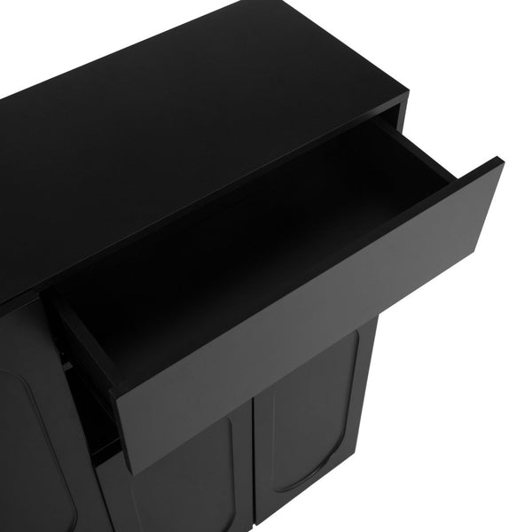 English Elm On-Trend Modern 2-In-1 Shoe Cabinet With Cushion, Adjustable Shelves & Elegant Arched Doors For Entryway N721P245716B-GIGA