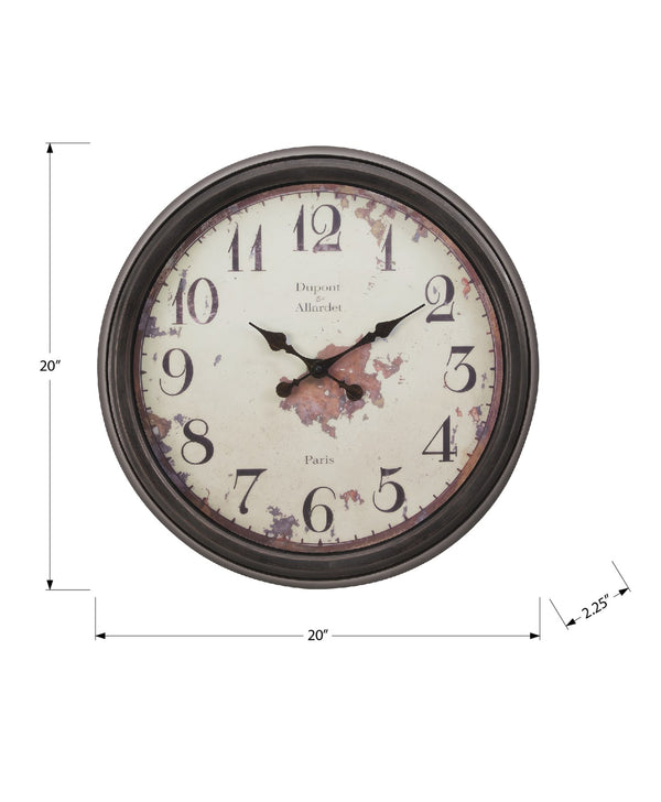 English Elm Clocks, 20-Inch Round Wall Clock In Brown—Classic Vintage Design With Quiet Quartz Movement B2710P287075