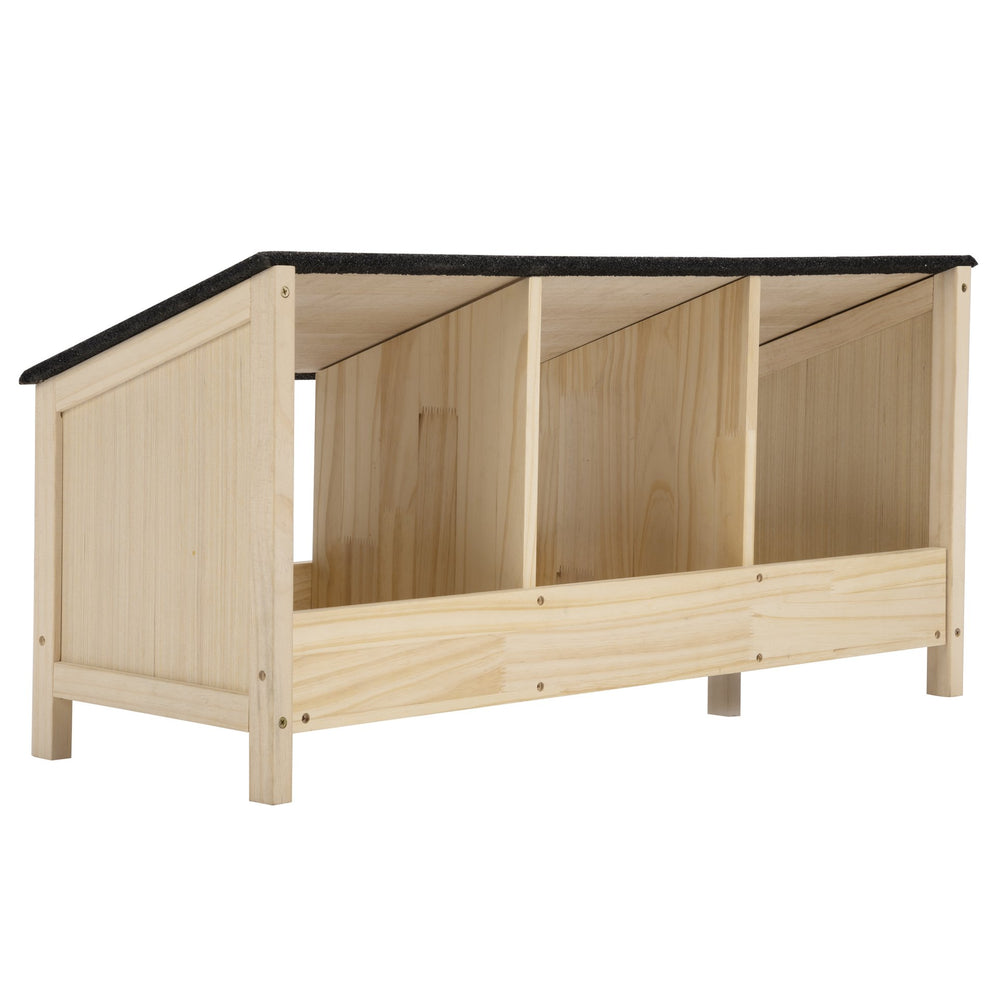 English Elm Chicken Nesting Box with Asphalt Roof Three Compartments Solid Pine Backyard Coop W2181P363545
