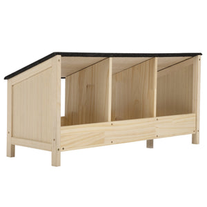 English Elm Chicken Nesting Box with Asphalt Roof Three Compartments Solid Pine Backyard Coop W2181P363545