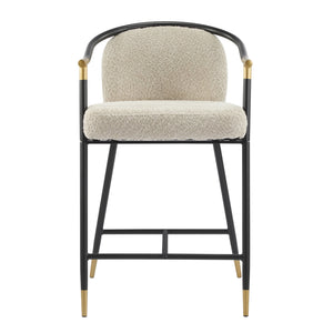 English Elm Christopher Knight Home® - 26" Upholstered Counter Stool Set of 2 with Bouclé Fabric and Iron Frame, Contemporary Comfort and Style Almond,Black+Gold N771P288863V