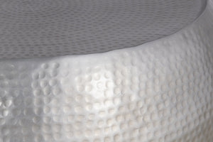 English Elm CT501 Hand-Hammered 32" Round Aluminum Coffee Table — No Assembly, Farmhouse Elegance & Durable Finish Silver B009P298416