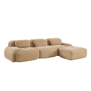 English Elm L-shaped Modular Corduroy Sectional Sofa Ergonomic Low Profile Living Room Seating Camel W714S01240
