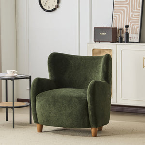 English Elm Christopher Knight Home® - Lucia Velvet Wingback Armchair with Pocket Spring Cushion, Mid-Century Birch Legs, Luxe Comfort Olive Green,Teak 31.5 L x 30.75 W x 30.5 H N776P205426G