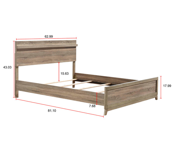 English Elm 1Pc Queen Size Bed Frame - Modern Rustic Wooden Design, Light Natural Finish, Easy Assembly & Support B2741S00264