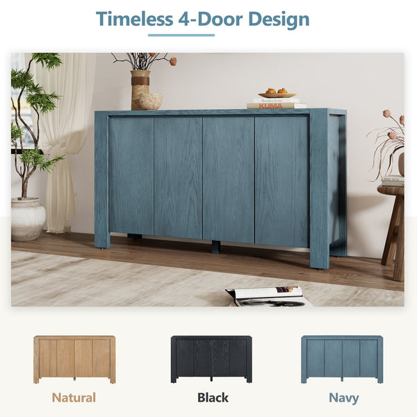English Elm Trexm Four Door Retro Sideboard Oak Veneer Distressed Storage for Dining Living N715P204444M