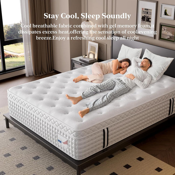 English Elm 12 Inch King Hybrid Mattress Gel Foam Pocket Springs Firm Support Cool Sleep B2716P415650