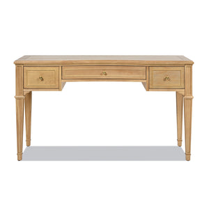 English Elm Jennifer Taylor Home - Dauphin 55" Executive Desk In Natural Brown Rubber Wood - Elegant Design With 3 Soft-Close Drawers B2719P238478