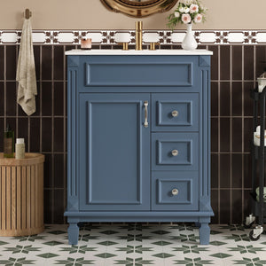 English Elm 24" French Inspired Bathroom Vanity with Ceramic Basin Soft Close Cabinet and 2 Drawers N710P318989C