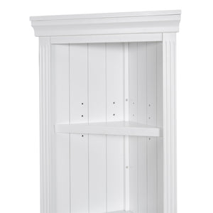 English Elm 83.4"Tall 5 Tier Corner Bookcase, Modern White Triangle Shelf Unit with Adjustable Shelves, Solid Wood Frame, Space-Saving Display for Living Room N751P191709K