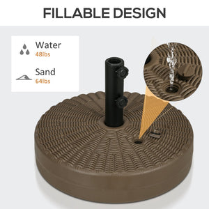 English Elm Outsunny 64 Lbs. Fillable Umbrella Base - Heavy-Duty Rattan-Style Stand For 1.25" To 2" Poles, Brown W2225P200712-GIGA