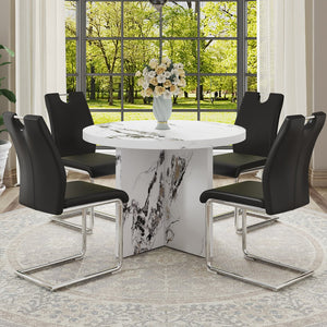 English Elm Round 42" Dining Table for 4-6 — Modern MDF Round Kitchen Table, 330lb Capacity, Café & Office Use N752P186173K