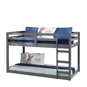 English Elm Grey Twin Loft Bed with Built-In Ladder & Guardrail, Solid Pine 13-Slat Support for Comfort and Space-Saving Safety B062P189210