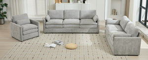 English Elm Cozy Oversized Chenille Sofa Set With Plush Double Cushions For Ultimate Comfort In Light Grey N719S001920R