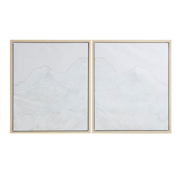 JLA Home INK+IVY - Hand Hand-Embellished Abstract 2-Piece Framed Canvas Set — Natural Wood-Tone Frames, Subtle Boho Texture (16x20 each) II95C-0150