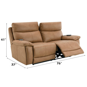 English Elm Chavis Brown Faux Leather Power Motion Loveseat with USB, Dual Motors, Power Headrest & Lumbar B2726P406283