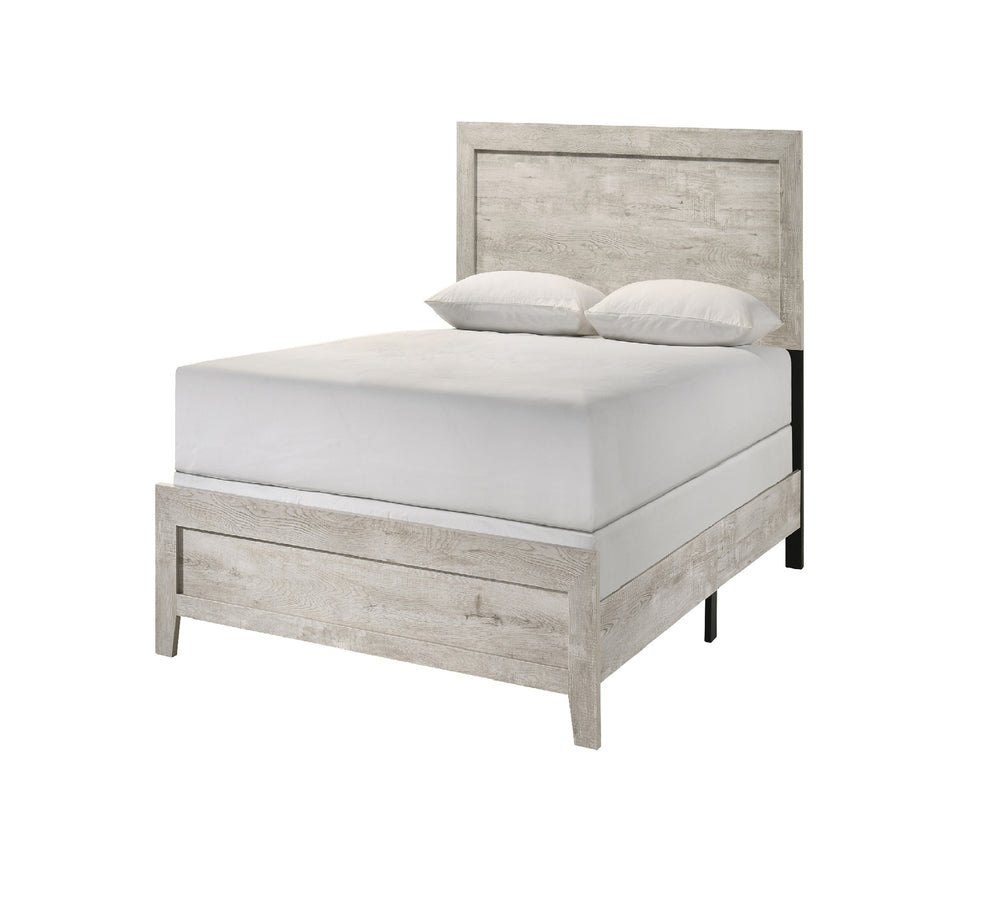 English Elm Whitewashed Twin Panel Bed Solid Wood Frame for Kids Teen or Guest Bedroom B011P444134