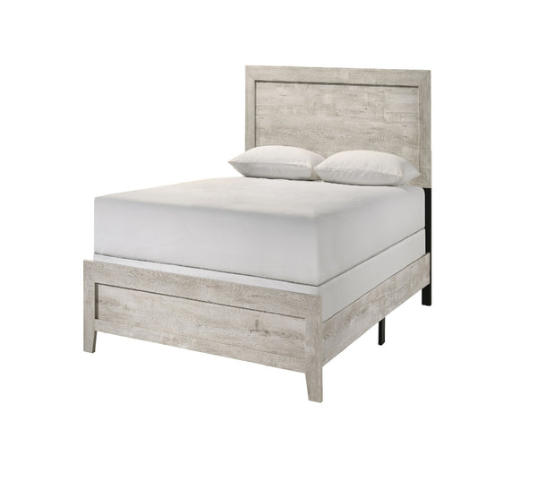 English Elm Whitewashed Twin Panel Bed Solid Wood Frame for Kids Teen or Guest Bedroom B011P444134