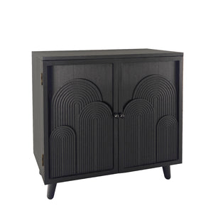 English Elm Modern Black Wood Storage Cabinet - 31In Accent Piece With Embossed Door For Stylish Organization W2729P239176