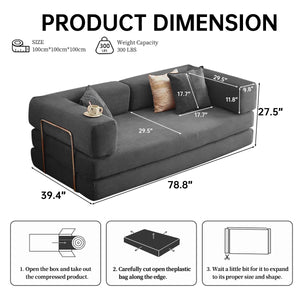 English Elm 2-In-1 Convertible Modular Sofa Bed With Memory Foam - Effortless Setup, Space-Saving Comfort For Any Room W3653P355616