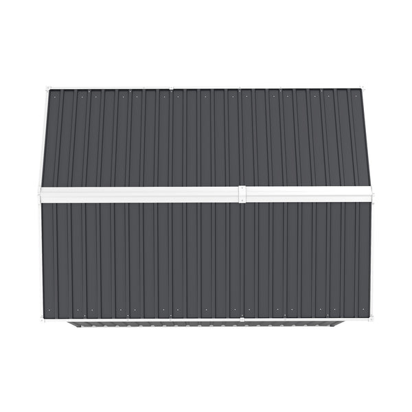 English Elm 6x8ft Outdoor Steel Storage Shed Lockable Vented Galvanized Metal Garden Backyard Tool Unit Dark Gray W1598P361333