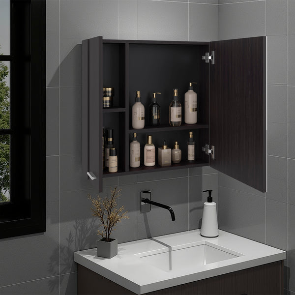 English Elm Sines Wall Mounted Mirrored Medicine Cabinet Four Shelf Humidity Resistant Bathroom Storage B070P487561