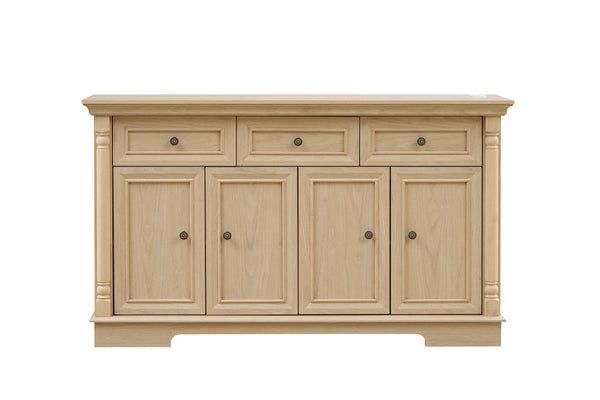 English Elm Farmhouse Wooden Storage Cabinet With Roman Column Design, Versatile Sideboard For Kitchen & Living Room W2393P300548