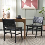 Safavieh Taika Woven Leather Dining Chair - Set of 2 Black DCH4000G-SET2