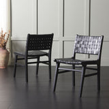 Safavieh Taika Woven Leather Dining Chair - Set of 2 Black DCH4000G-SET2