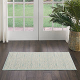 Nourison Jubilant JUB06 Machine Made Power-loomed Narrow Border Indoor Only Farmhouse Contemporary Rug Ivory Green, Aqua 100% Polypropylene 99446478238