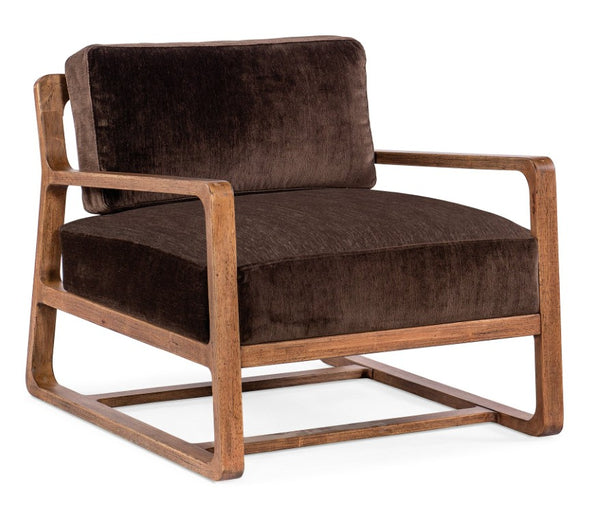 Hooker Furniture Moraine Accent Chair With Vintage Natural Wood Frame, Distressed Scandinavian Modern Comfort Seat Brown CC585-488