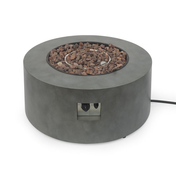 English Elm 32" Round Propane Fire Pit 40000 Btu Powder Coated Iron Outdoor Patio Centerpiece 67759.00CONRT-40K