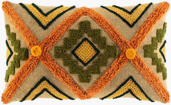 Livabliss Declan Artisan Embroidered Cotton Lumbar Pillow Bohemian Global Sofa Accent DCL002-1220