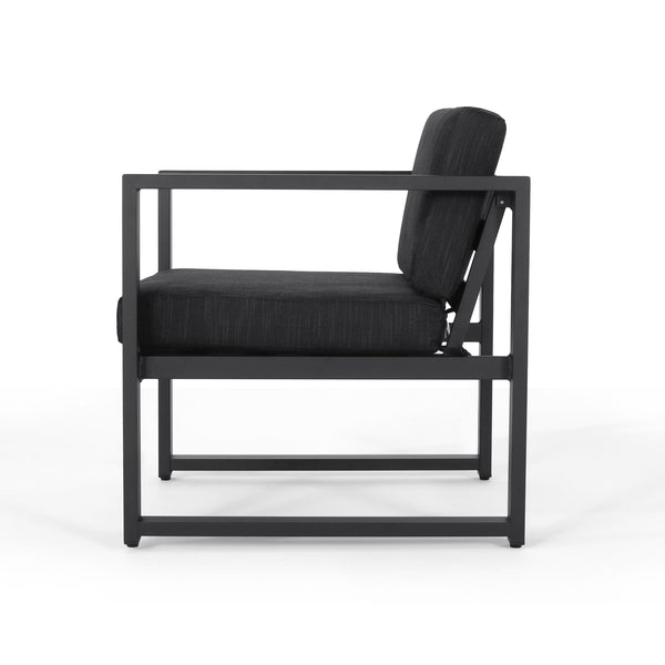 English Elm Christopher Knight Home® - NAVAN Dark Gray 3-Piece Outdoor Chat Set — Aluminum Frame, Compact 52.5"L x 31"W x 23.9"H Comfortable Seating 63056.00DGY