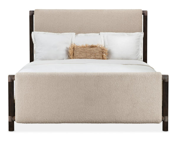 Hooker Furniture Retreat Queen Upholstered Panel Bed With Neo Cream Fabric, Rope Accents & Dune Distressed Finish 5.00 L x 65.00W x 66.00H 6950-90350-99